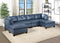 Genuine Leather Ink Blue Tufted 6pc Sectional Set 2x Corner Wedge 2x Armless Chair 2x Ottomans Living Room Furniture Sofa Couch - Supfirm