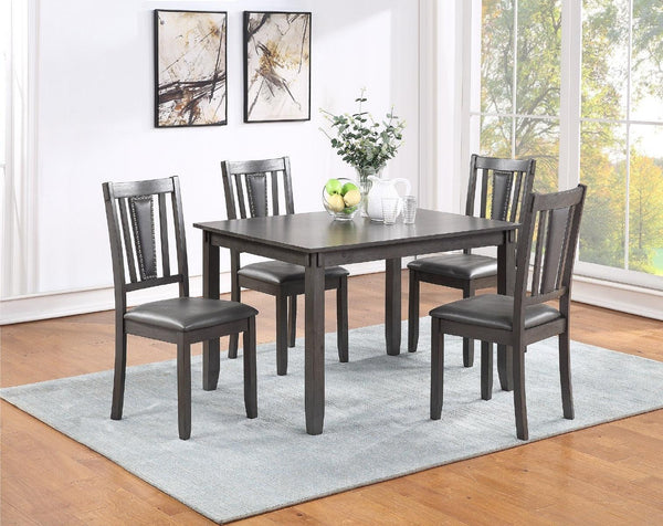 Grey Finish Dinette 5pc Set Kitchen Breakfast Dining Table w wooden Top Upholstered Cushion Chairs Dining room Furniture - Supfirm