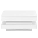 Supfirm High Gloss Minimalist Design with plug-in 16-color LED Lights, 2-Tier Square Coffee Table, Center Table for Living Room, 31.5”x31.5”x14.2”, White - Supfirm