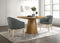 Jasper Driftwood Finish 3 Piece Round Dining Table Set with Gray Barrel Chairs - Supfirm