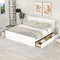 King Size Wooden Platform Bed with Four Storage Drawers and Support Legs, White - Supfirm