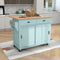 Kitchen Cart with Rubber wood Drop-Leaf Countertop, Concealed sliding barn door adjustable height,Kitchen Island on 4 Wheels with Storage Cabinet and 2 Drawers,L52.2xW30.5xH36.6 inch, Mint Green - Supfirm