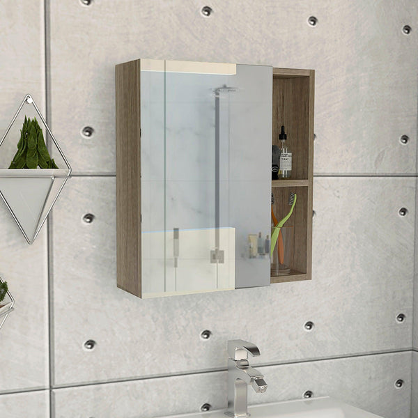 Supfirm Labelle Medicine Cabinet With Mirror, Five Internal Shelves, Single Door -Pine - Supfirm