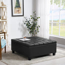 Supfirm Large Square Faux Leather Storage | Coffee table for Living Room & Bedroom (Black) - Supfirm