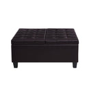 Supfirm Large Square Faux Leather Storage Ottoman | Coffee table for Living Room & Bedroom (Dark Brown) - Supfirm