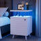 LED Nightstand LED Bedside Table End Tables Living Room with 4 Acrylic Columns, Bedside Table with Drawers for Bedroom White - Supfirm