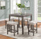 Lucian Brown 5 Piece Counter Height 36" Pub Table Set with Tufted Creamy White Linen Stools - Supfirm