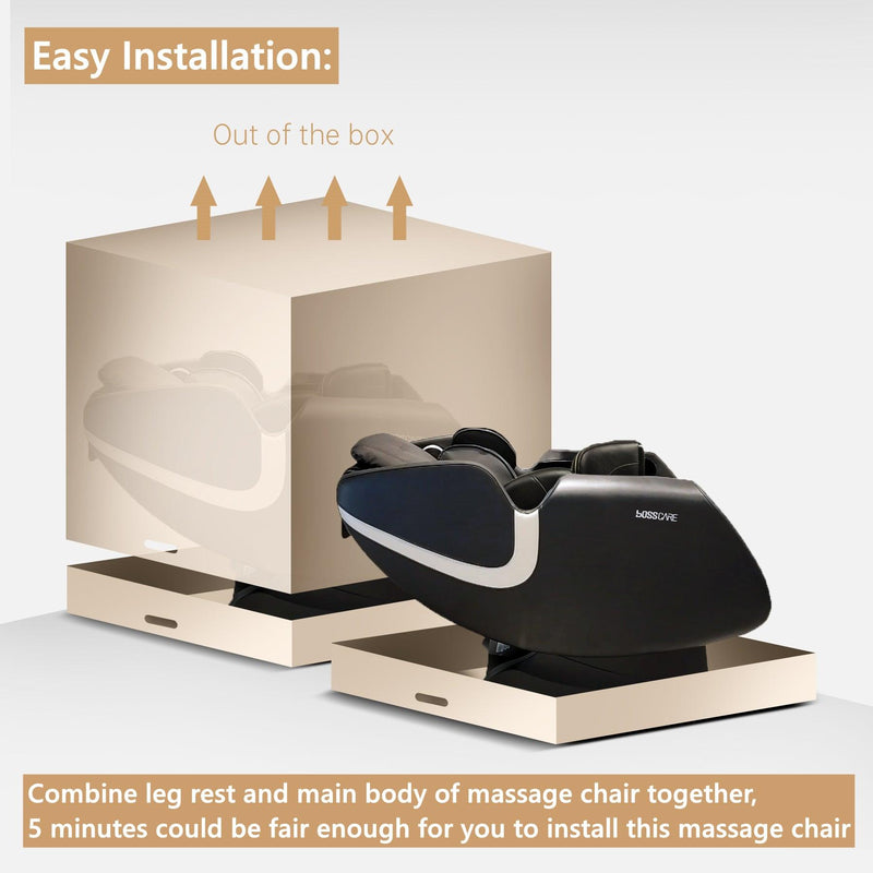Supfirm Massage Chair Recliner with Zero Gravity, Full Body Airbag Massage Chair with Bluetooth Speaker, Foot Roller Brown - Supfirm