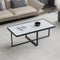 Supfirm Minimalism rectangle coffee table,Black metal frame with sintered stone tabletop - Supfirm