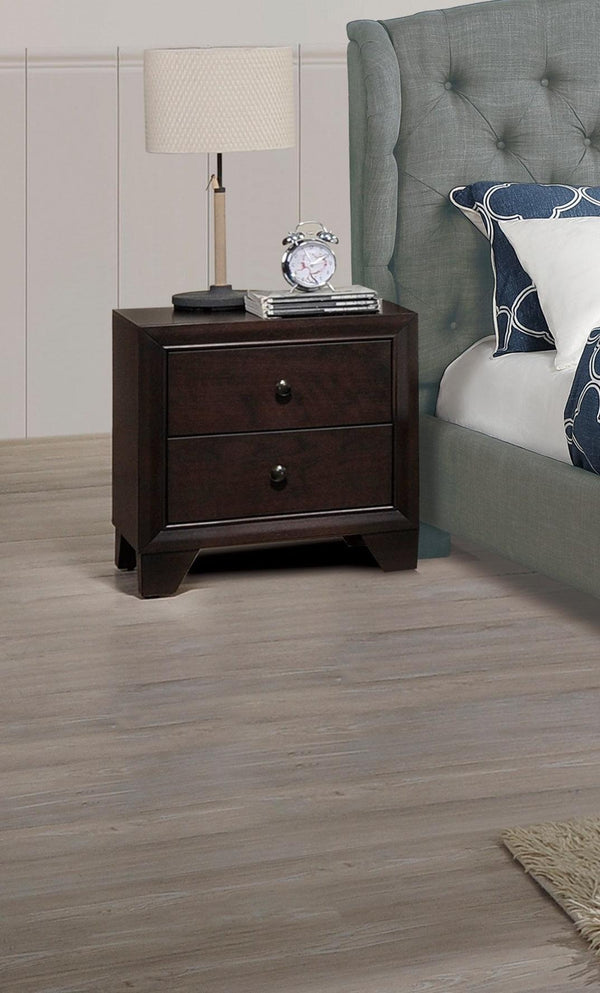 Modern Bedroom Nightstand Brown Color Drawers Bedside Table Rubberwood - Supfirm