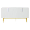 Supfirm Modern Elegant 4-door Sideboard Gold Metal Handle Buffet Cabinet for Dining Room, Living Room, Bedroom, Hallway (White) - Supfirm
