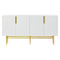 Supfirm Modern Elegant 4-door Sideboard Gold Metal Handle Buffet Cabinet for Dining Room, Living Room, Bedroom, Hallway (White) - Supfirm