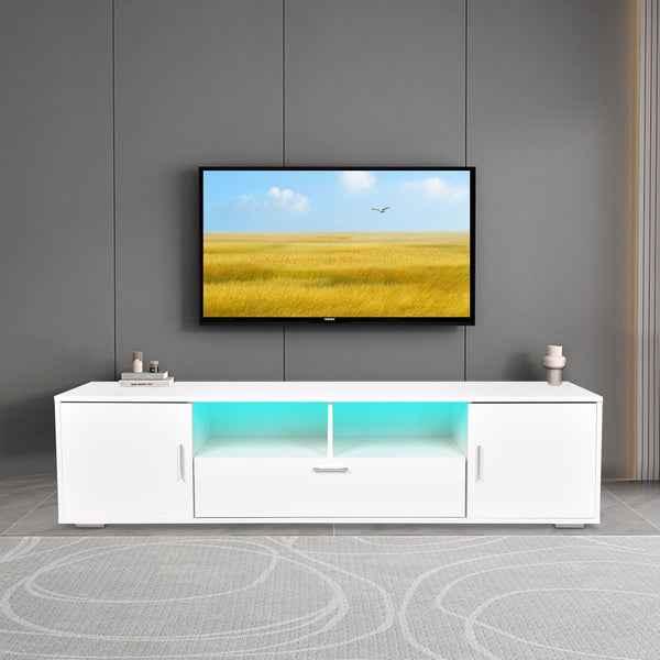Modern TV stand with LED Lights Entertainment Center TV cabinet with Storage for Up to 75 inch for Gaming Living Room Bedroom - Supfirm