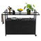 Outdoor Wicker Bar Cart, Patio Wine Cubbies Serving Cart w/Wheels, Rolling Rattan Beverage Bar Counter Table w/Glass Top for Porch Backyard Garden Poolside Party, Black - Supfirm
