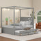 Queen Size Canopy Platform Bed with Twin Size Trundle and Three Storage Drawers,Gray - Supfirm