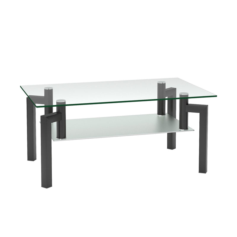 Supfirm Rectangle Black Glass Coffee Table, Clear Coffee Table，Modern Side Center Tables for Living Room， Living Room Furniture - Supfirm