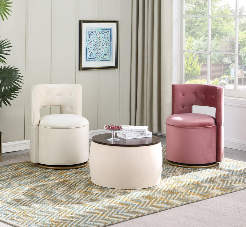 Supfirm Round Ottoman Set with Storage, 2 in 1 combination, Round Coffee Table, Square Foot Rest Footstool for Living Room Bedroom Entryway Office - Supfirm