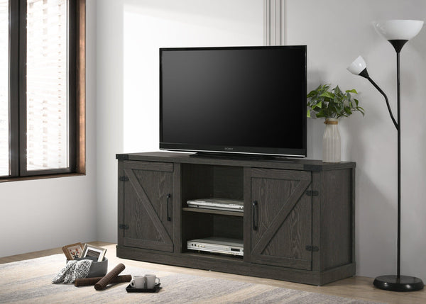 Salma Dark Gray 58" Wide TV Stand with 2 Open Shelves and 2 Cabinets - Supfirm