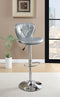 Silver / Grey Faux Leather PVC Stool Counter Height Chairs Set of 2 Adjustable Height Kitchen Island Stools Chrome Base. - Supfirm