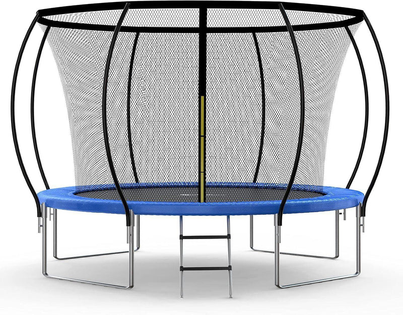 Simple Deluxe Recreational Trampoline with Enclosure Net 12FT Wind Stakes- Outdoor Trampoline for Kids and Adults Family Happy Time, ASTM Approved -Blue 12FT - Supfirm