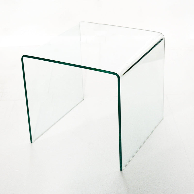 Supfirm Small Clear Glass Side & End Table, Tempered Glass End Table Small Coffee Table - Supfirm