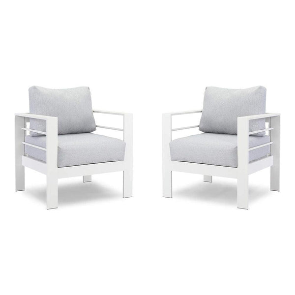 Small Comfy Couch White Aluminum Single Sofa Outdoor Couch Patio Furniture Set Of 2 Pieces - Supfirm