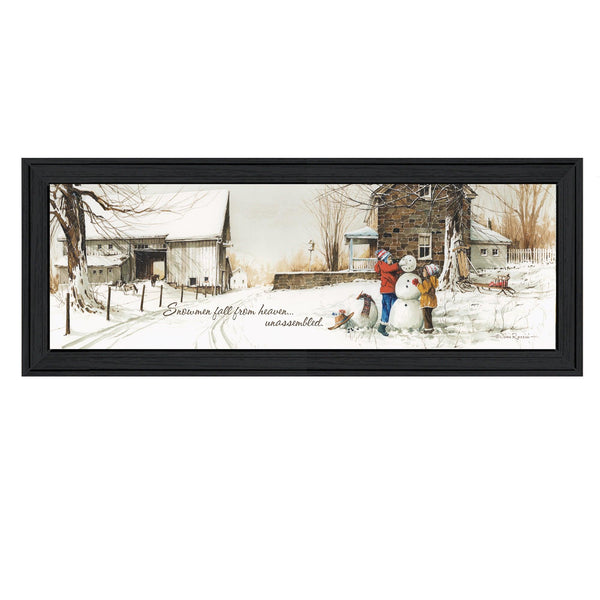Supfirm "Snowmen from Heaven" By John Rossini, Printed Wall Art, Ready To Hang Framed Poster, Black Frame - Supfirm