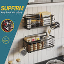 supfirm Stainless Steel Adhesive Shower Caddy with Removable Hooks,  Black 2-pack - Supfirm