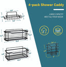 Supfirm Stainless Steel Adhesive Shower Caddy with Removable Hooks, black 4 pack - Supfirm