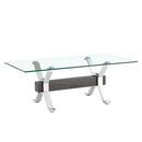 Supfirm Tea table.Dining Table.Contemporary Tempered Glass Coffee Table with Plating Metal Legs and MDF Crossbar, For Home and Office. - Supfirm