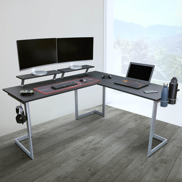 Techni Sport Warrior L-Shaped Gaming Desk, Black - Supfirm