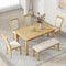TOPMAX Rustic Solid Wood 6-piece Dining Table Set, PU Leather Upholstered Chairs and Bench, Natural Wood Wash - Supfirm
