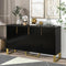 TREXM Modern sideboard with Four Doors, Metal handles & Legs and Adjustable Shelves Kitchen Cabinet (Black) - Supfirm
