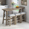 TREXM Multipurpose Home Kitchen Dining Bar Table Set with 3 Upholstered Stools(Natural Wood Wash) - Supfirm