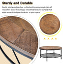 Supfirm TREXM Rustic Natural Round Coffee Table with Storage Shelf for Living Room, Easy Assembly  (Round) - Supfirm