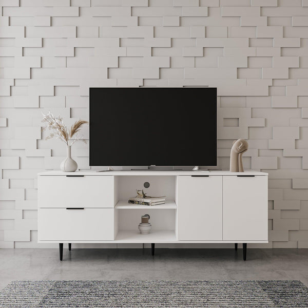 Supfirm TV Stand Use in Living Room Furniture , high quality particle board,White - Supfirm