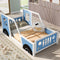Twin Size Classic Car-Shaped Platform Bed with Wheels,Blue - Supfirm