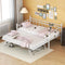 Twin Size Metal Daybed with Twin Size Adjustable Trundle, Portable Folding Trundle, White - Supfirm