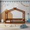 Twin Size Wood Bed House Bed Frame with Fence, for Kids, Teens, Girls, Boys, Walnut - Supfirm