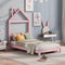 Twin Size Wood Platform Bed with House-shaped Headboard (Pink) - Supfirm