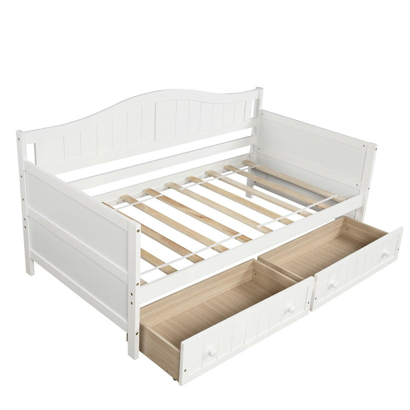 Supfirm Twin Wooden Daybed with 2 drawers, Sofa Bed for Bedroom Living Room,No Box Spring Needed,White - Supfirm