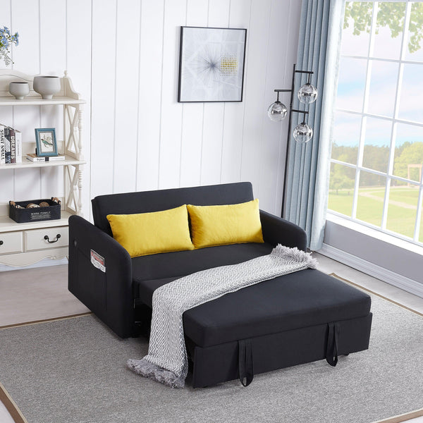 Twins Sofa Bed Black Fabric - Supfirm