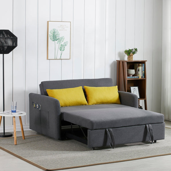 Twins Sofa Bed Grey Fabric - Supfirm