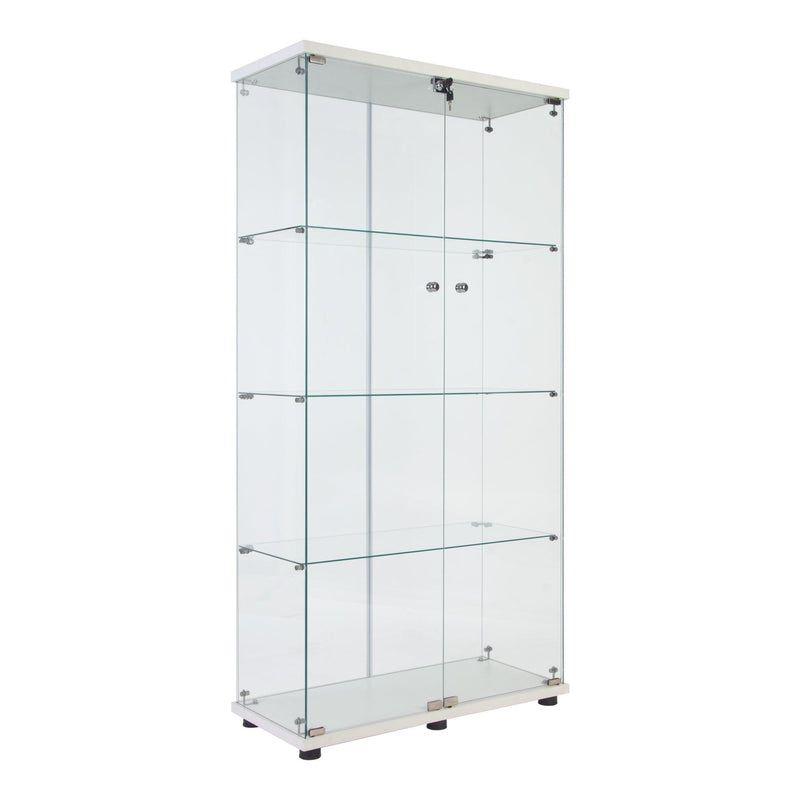 Supfirm Two Door Glass Cabinet Glass Display Cabinet with 4 Shelves, White - Supfirm
