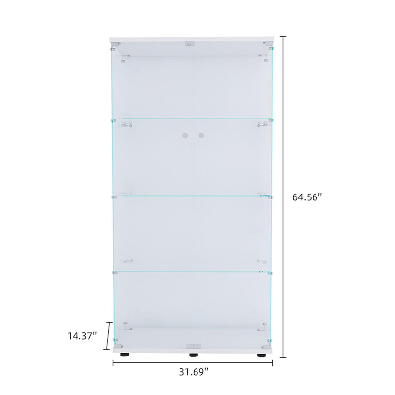 Supfirm Two Door Glass Cabinet Glass Display Cabinet with 4 Shelves, White - Supfirm
