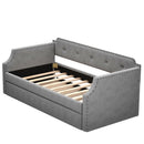 Supfirm Upholstered Daybed with Trundle, Wood Slat Support,Upholstered Frame Sofa Bed , Twin,Gray - Supfirm