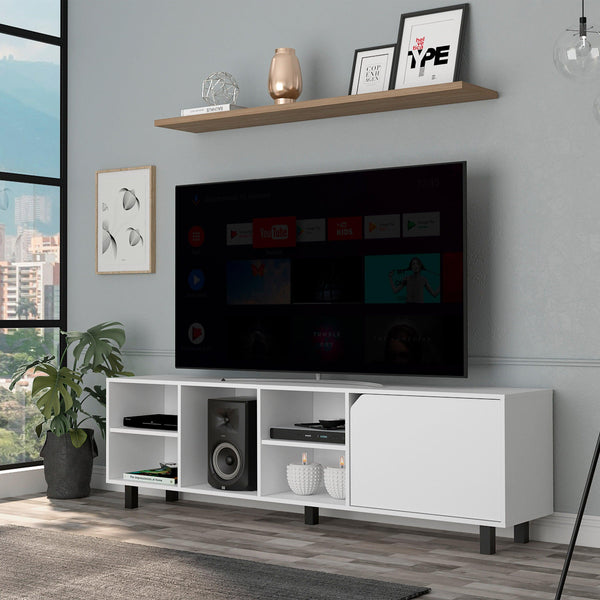 Valdivia Tv Stand for TV´s up 70", Four Open Shelves, Five Legs -White - Supfirm