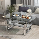 Supfirm W 39.4" X D 19.7 " X H 17.7" Transparent tempered glass coffee table, coffee table - Supfirm