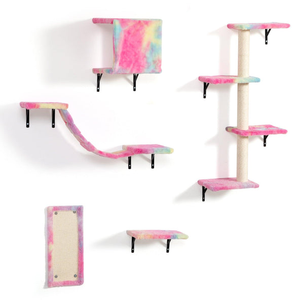 Wall-mounted Cat Tree, 5 Pcs Cat Tower for Kittens, Colorful - Supfirm