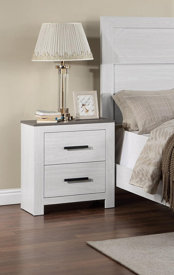 White Color 1pc Nightstand Paper veneer Bedroom Furniture 2-Drawers Bedside Table - Supfirm